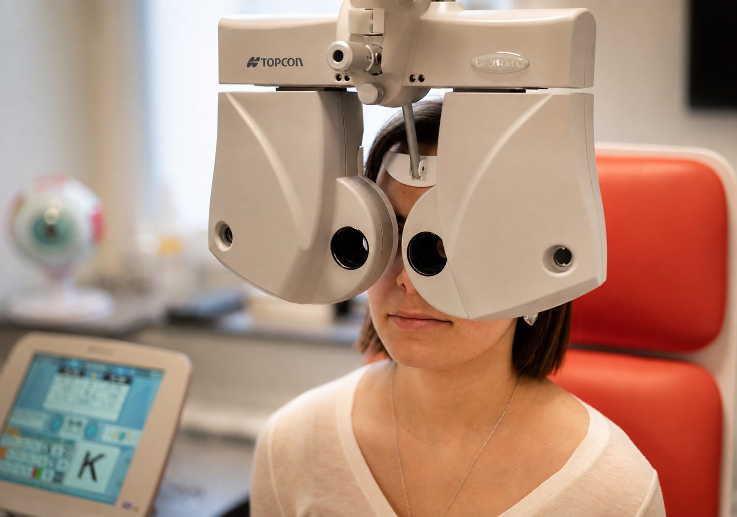 Badanie wzroku foropterem w gabinecie optometrycznym Ziółkowscy